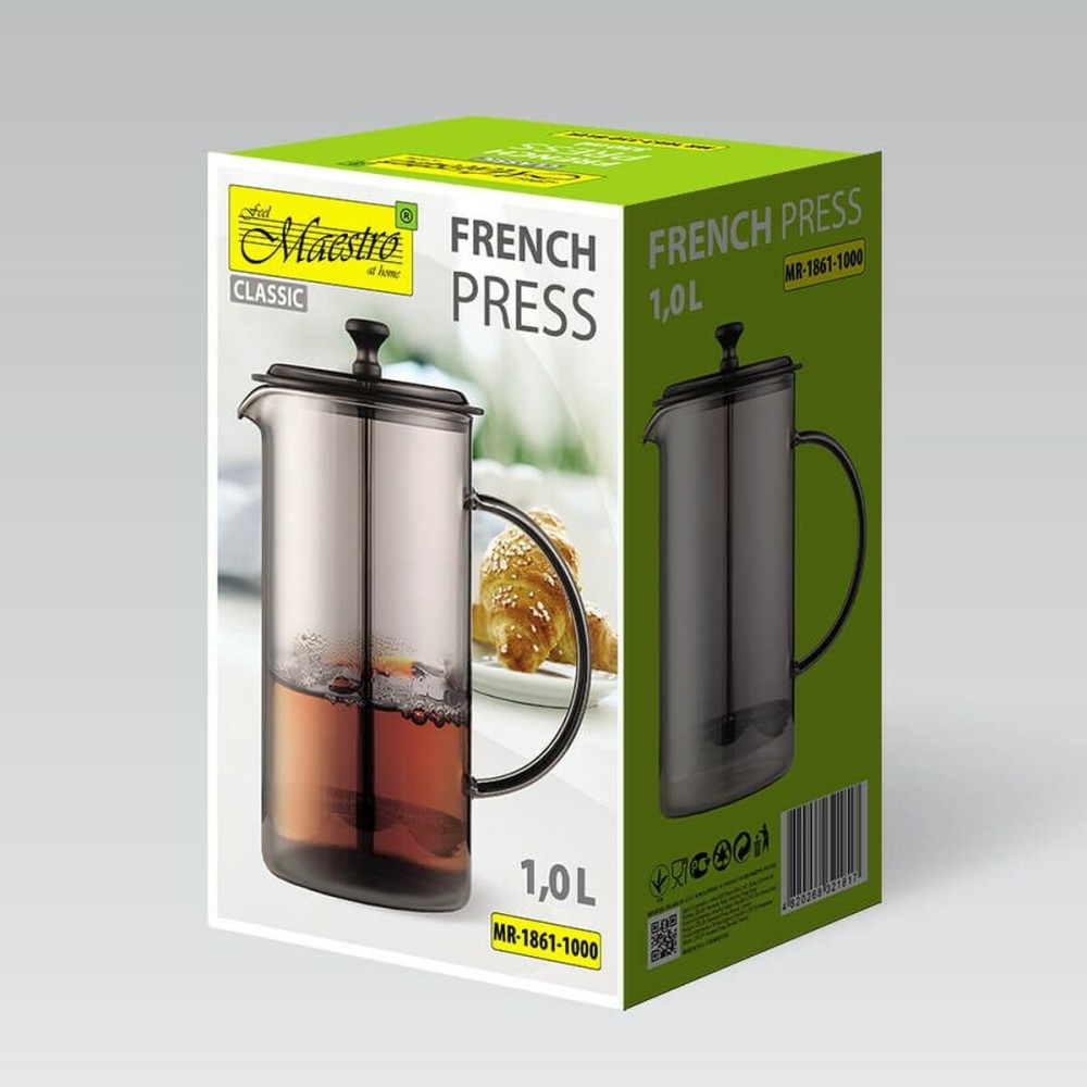 Théière Feel Maestro MR-1861-1000 Noir Translucide Acier inoxydable Verre Borosilicaté 1 L