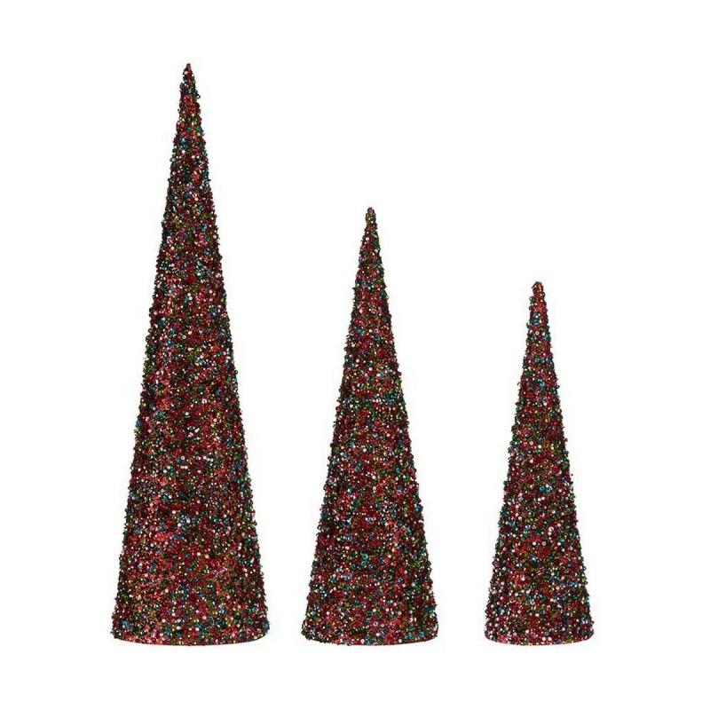 Decoration Cones Christmas Sequins 3 Pieces Blue Fuchsia