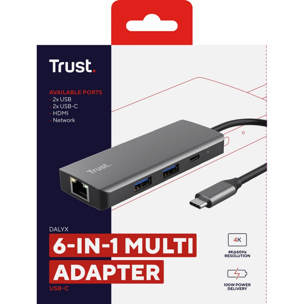 Hub USB Trust 24968 Silberfarben 20 cm