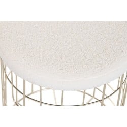 Footrest DKD Home Decor Beige Golden Metal Polyester White Modern (38 x 38 x 44 cm) (35 x 35 x 40 cm)