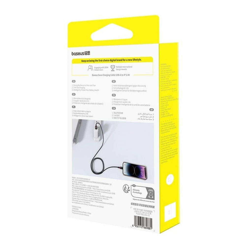 USB auf Lightning Verbindungskabel Baseus P10377801U01-03 Schwarz Rot 2 m