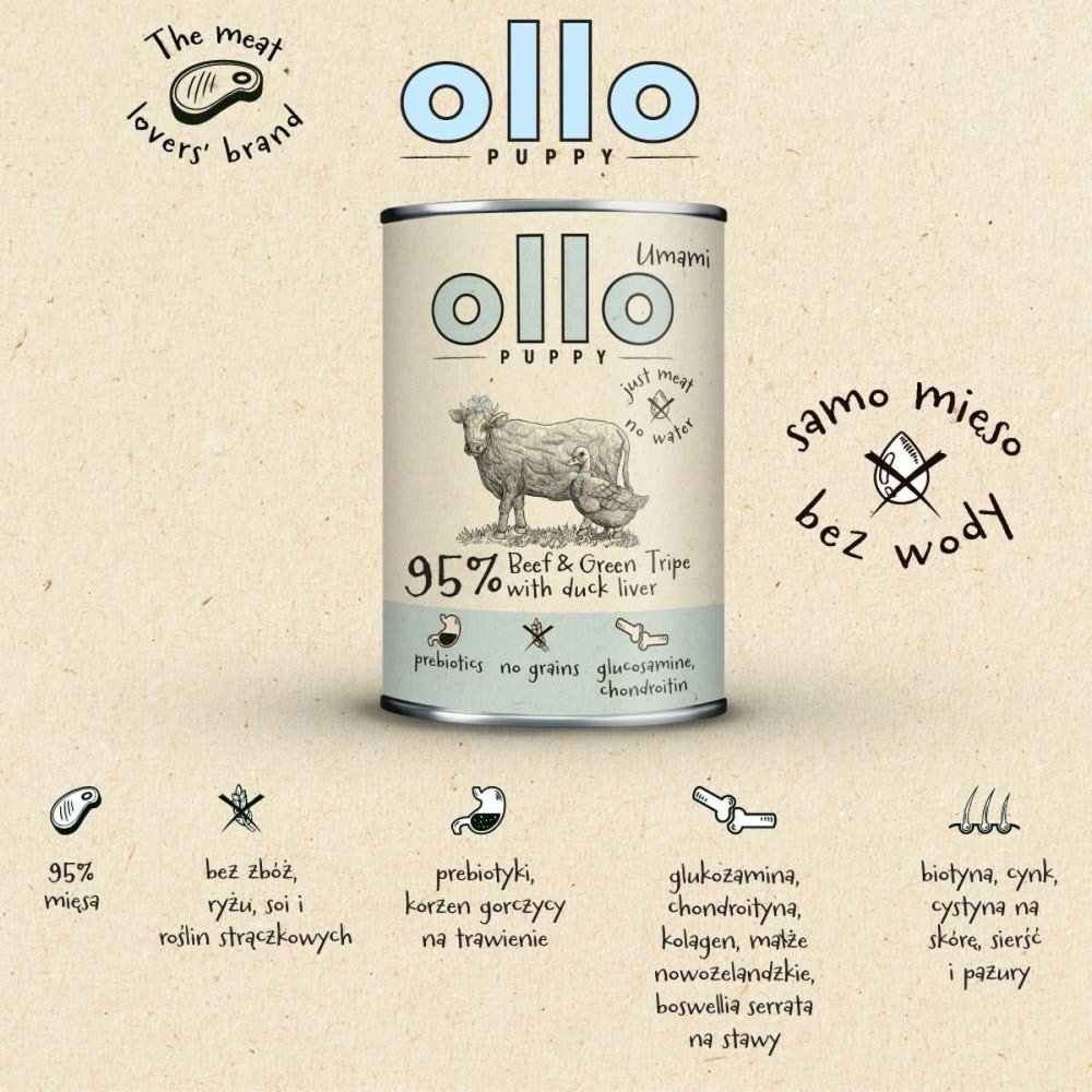 Wet food Ollo Puppy Umami Beef 400 g