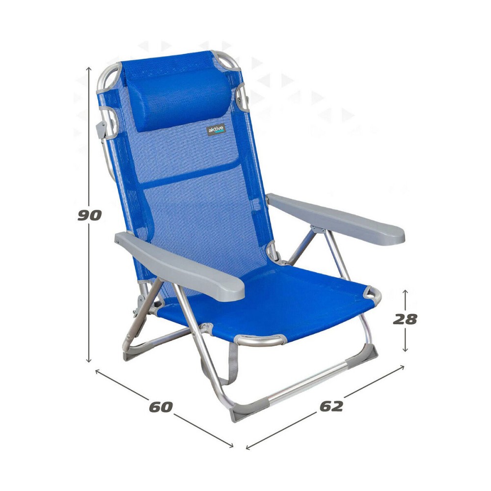 Chaise de Plage Aktive Bleu 48 x 60 x 90 cm