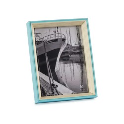 Cadre photo Verre Bleu Blanc Bois MDF (3 x 22 x 17 cm) (6 Unités)