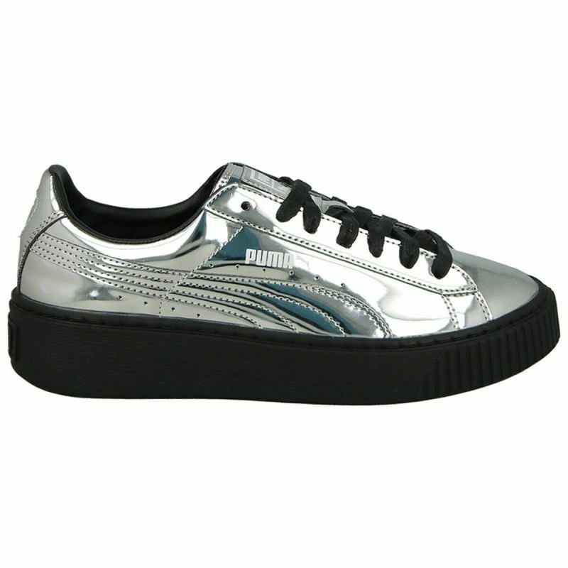 Laufschuhe für Damen Puma Basket Platform Metallic  Hellgrau