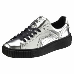 Sports Trainers for Women Puma Basket Platform Metallic  Light grey