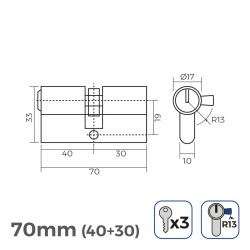 Cylindre EDM 85184 r13 Doré Laiton Came courte Européen