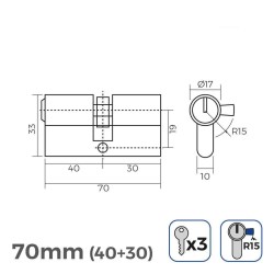 Cylinder EDM 85172 r15 nickel Long camlock European