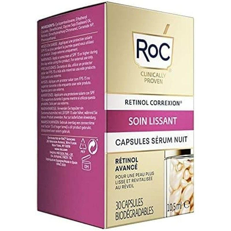 Facial Serum Roc Line Smoothing Retinol Night 30 Capsules