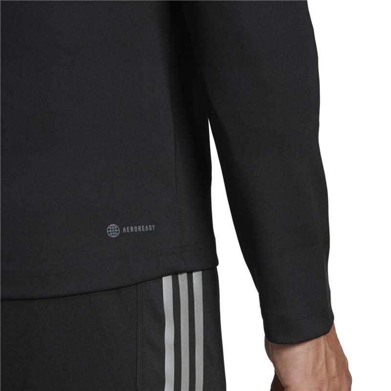 Herren Langarm-T-Shirt Adidas 1/4-Zip Schwarz