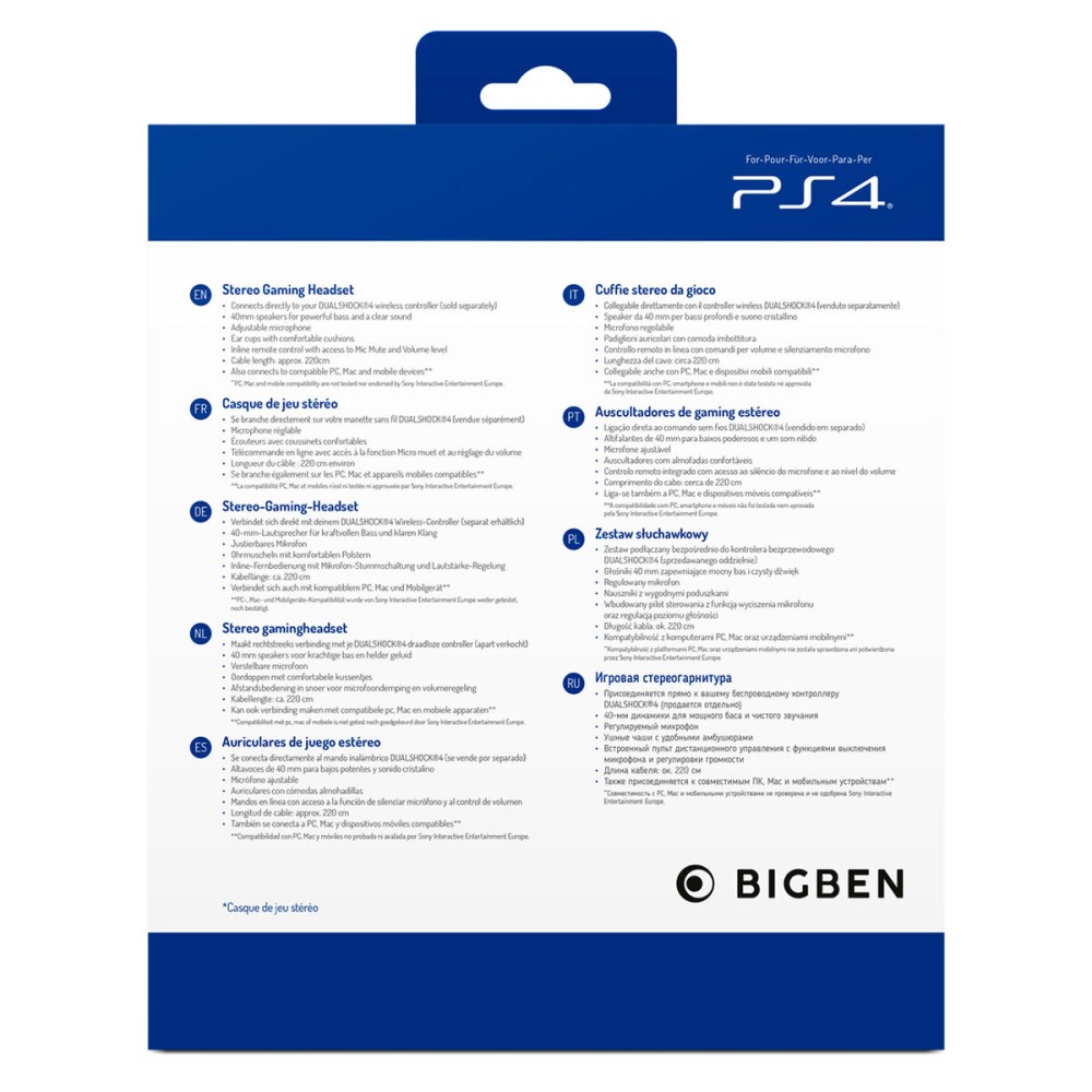 Gaming Headset mit Mikrofon Big Ben Interactive PS4OFHEADSETV3WHITE Weiß Schwarz/Weiß