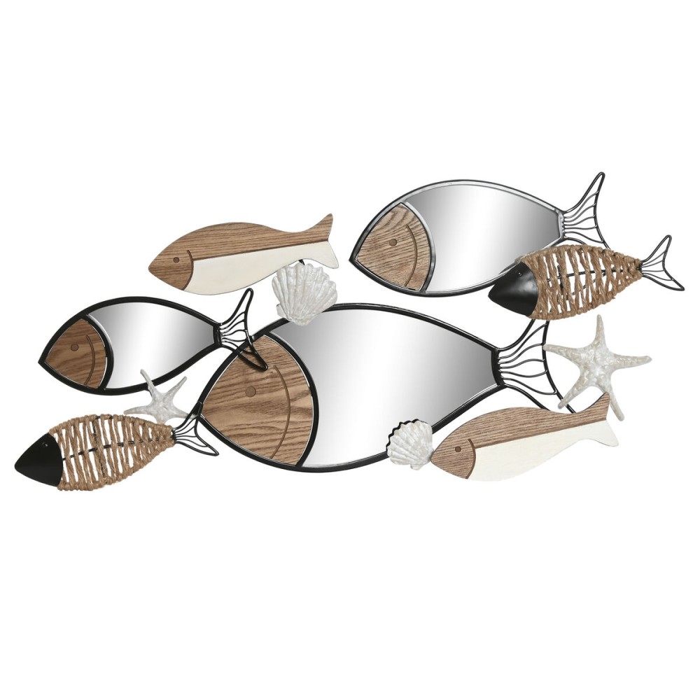 Wall mirror Home ESPRIT Black Natural Fish 83 x 5,5 x 36 cm