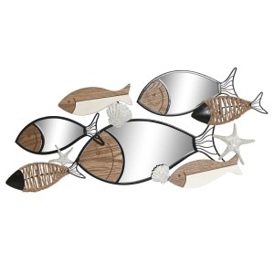 Wandspiegel Home ESPRIT Schwarz natürlich Fische 83 x 5,5 x 36 cm