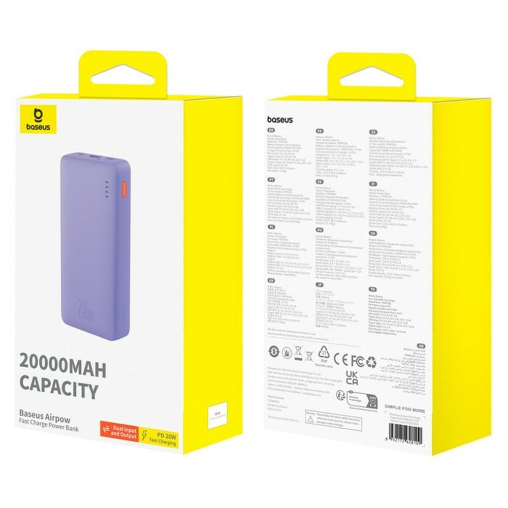 Powerbank Baseus P10022804513-00 Purpur 20000 mAh 74 WH