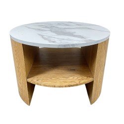 Side table Romimex White Natural MDF Wood 60 x 41 x 60 cm