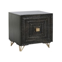 Table de Nuit Home ESPRIT Noir Doré 50 x 40 x 50 cm