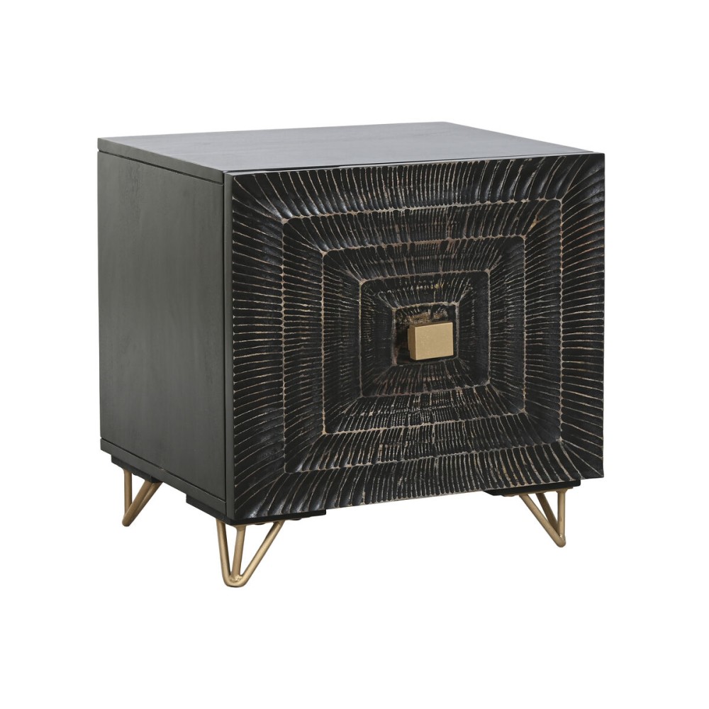 Table de Nuit Home ESPRIT Noir Doré 50 x 40 x 50 cm