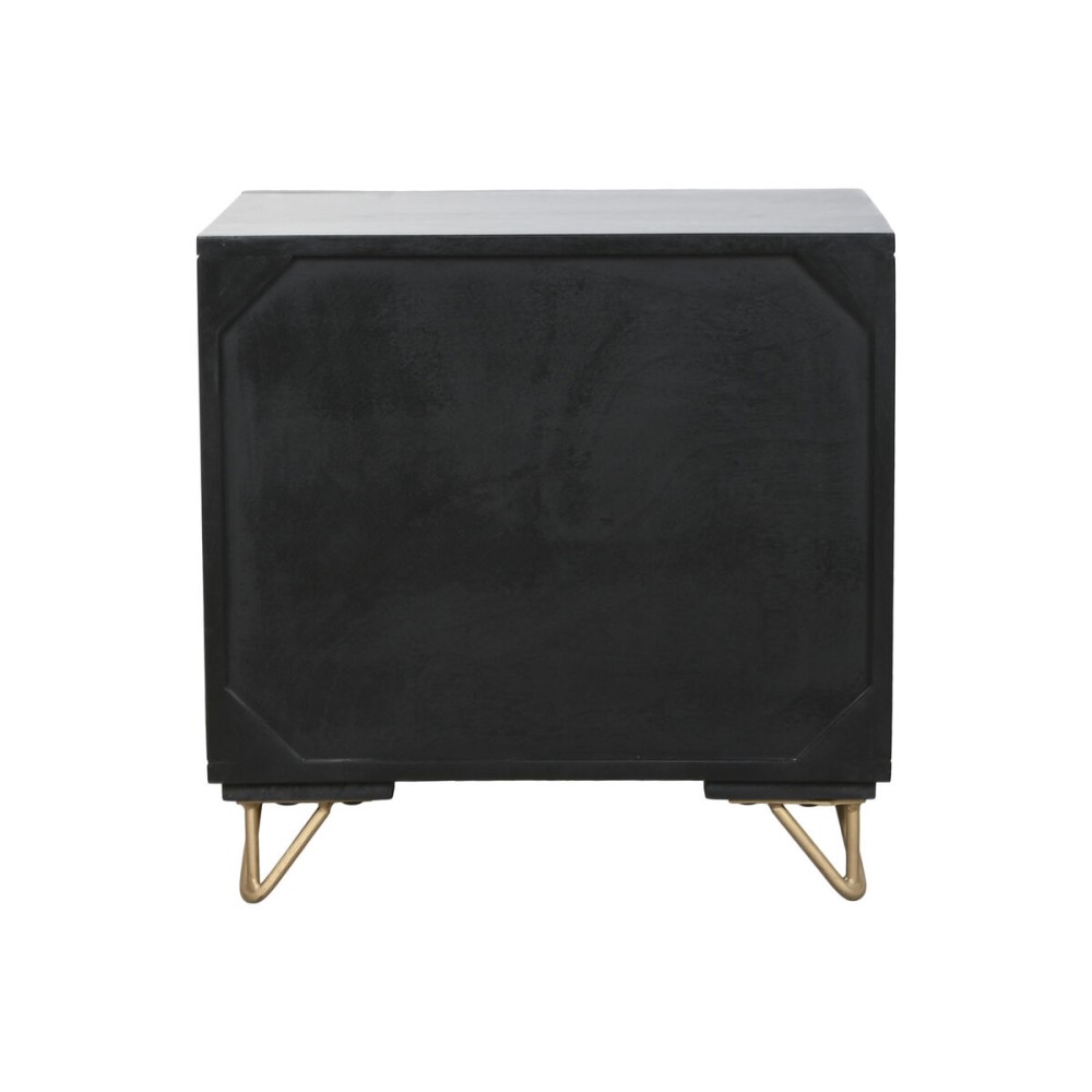 Table de Nuit Home ESPRIT Noir Doré 50 x 40 x 50 cm