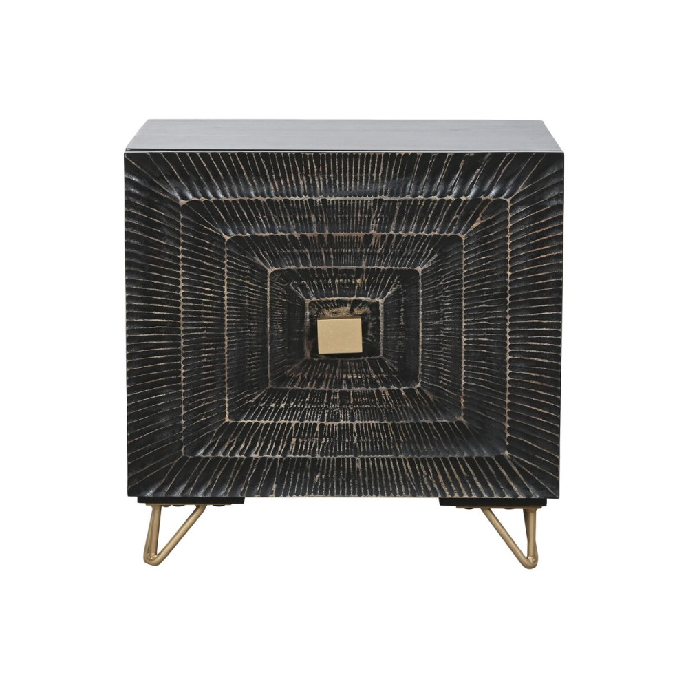 Table de Nuit Home ESPRIT Noir Doré 50 x 40 x 50 cm