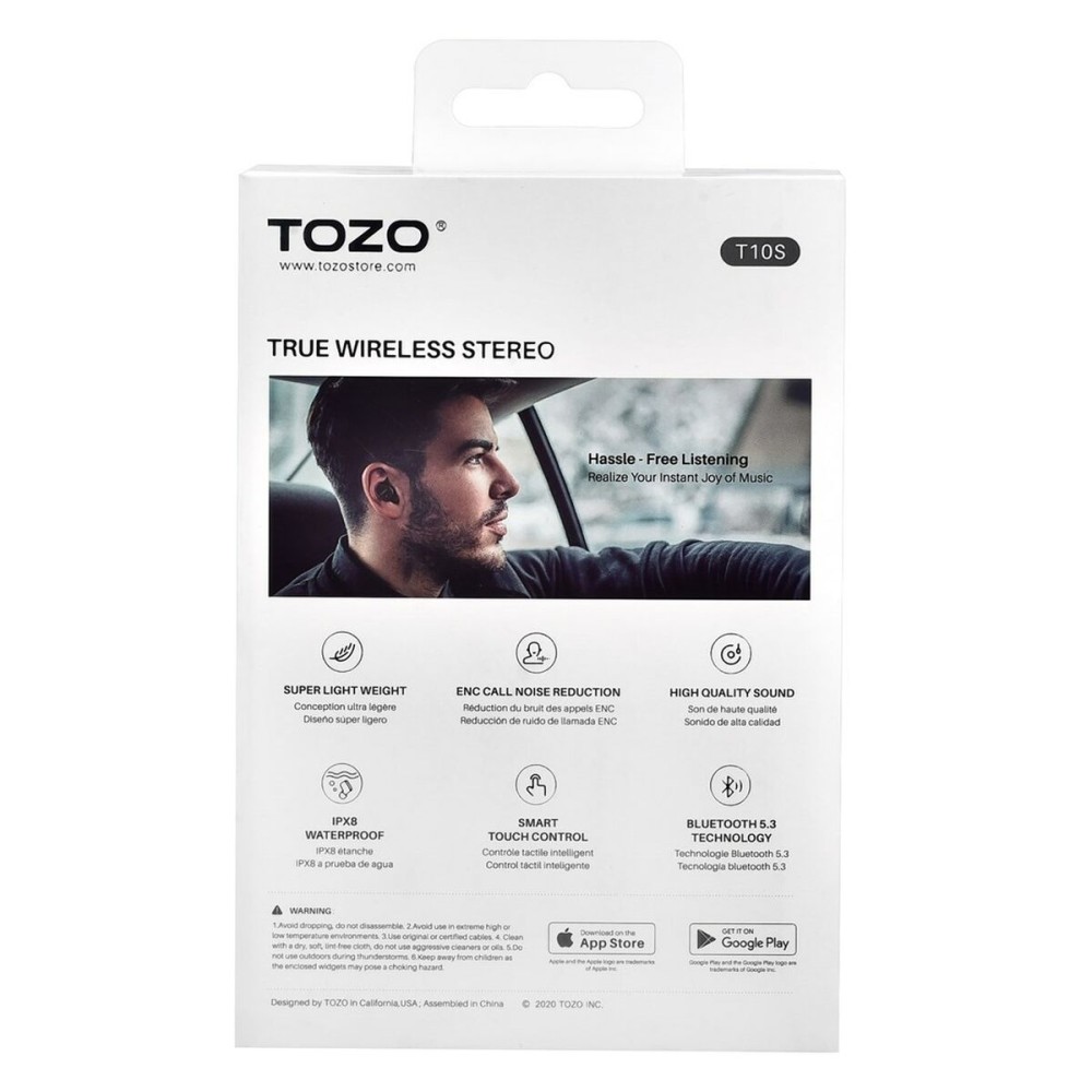 Kabellose Kopfhörer mit Ladebox TOZO T10S Schwarz