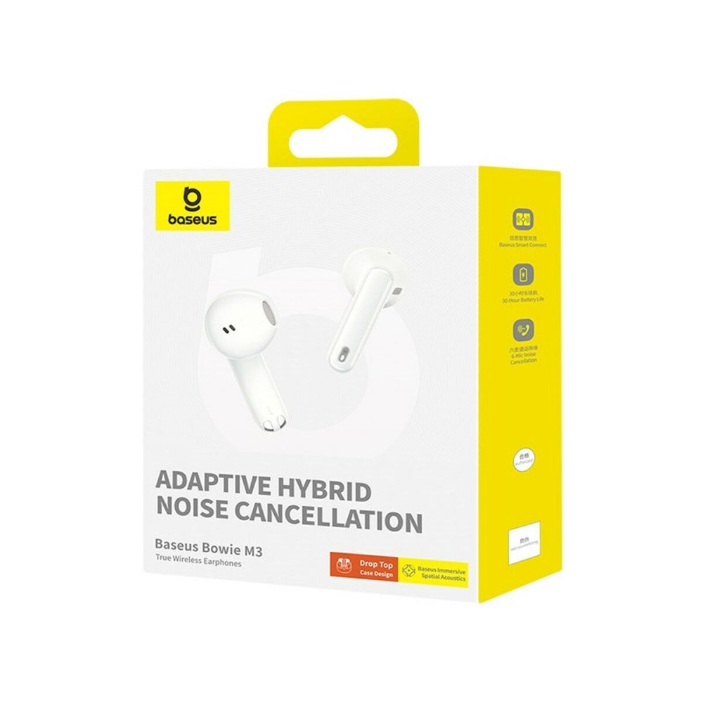 Écouteurs Sans Fil avec Étui de Charge Baseus Bowie M3 Blanc