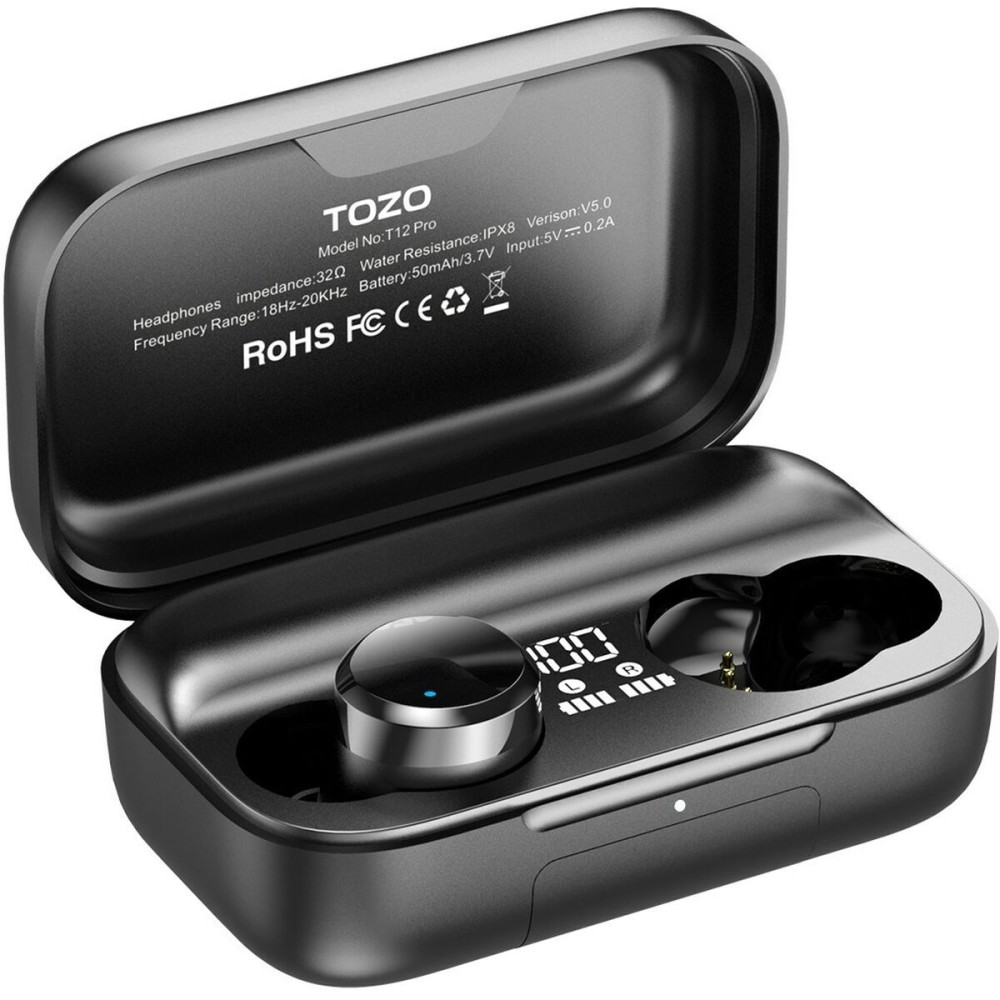 Kabellose Kopfhörer mit Ladebox TOZO T12 PRO Schwarz