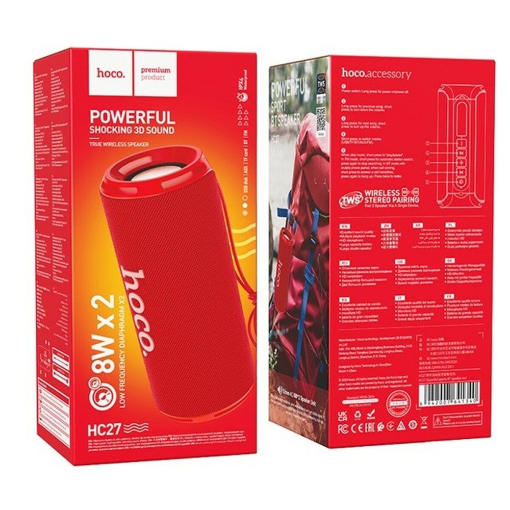 Tragbare Bluetooth-Lautsprecher Hoco HC27 Rot 16 W