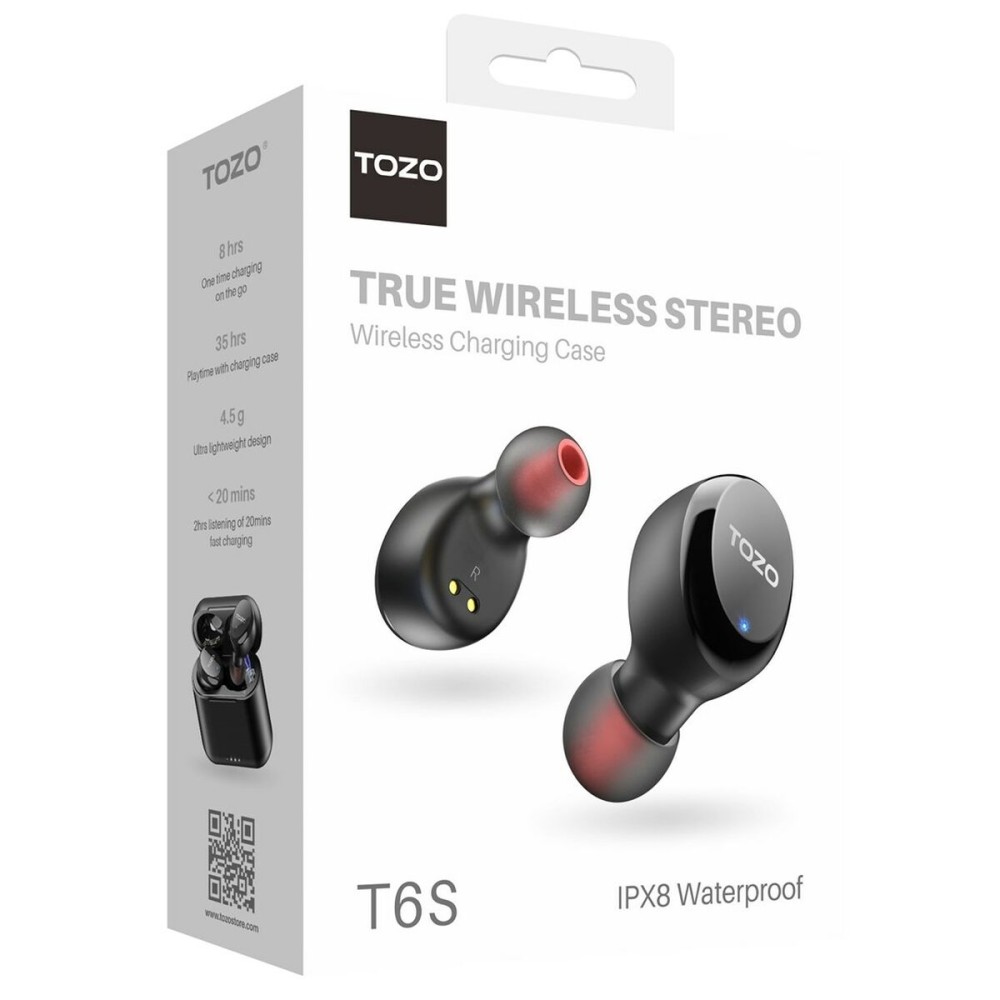 Écouteurs Sans Fil avec Étui de Charge TOZO T6S Noir