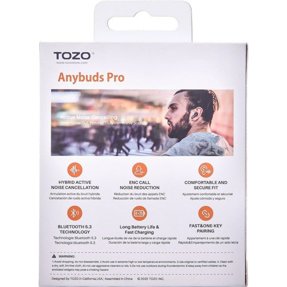 Kabellose Kopfhörer mit Ladebox TOZO Anybuds Pro Schwarz