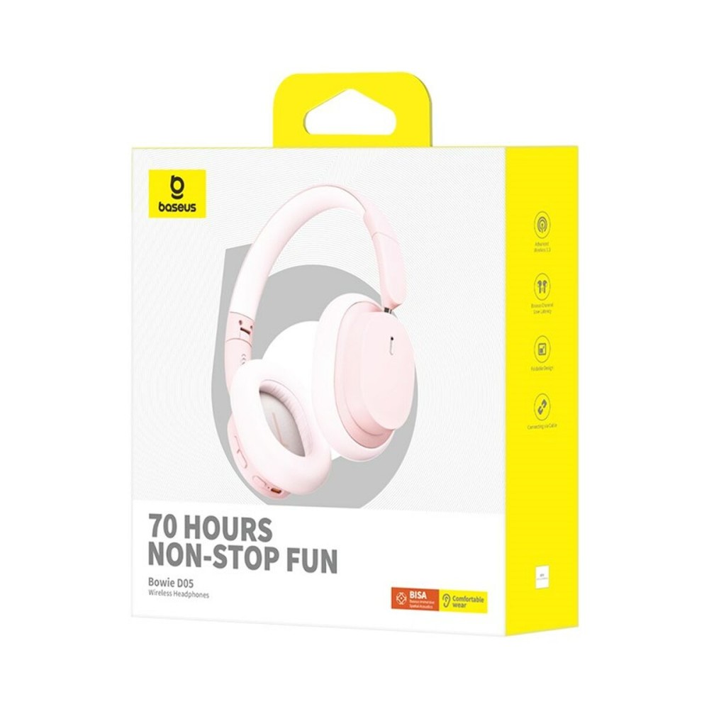 Bluetooth-Kopfbügelkopfhörer Baseus Bowie D05 Rosa (Rosa)