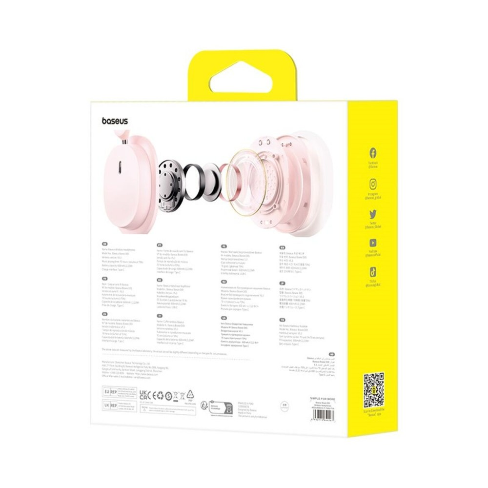 Bluetooth-Kopfbügelkopfhörer Baseus Bowie D05 Rosa (Rosa)