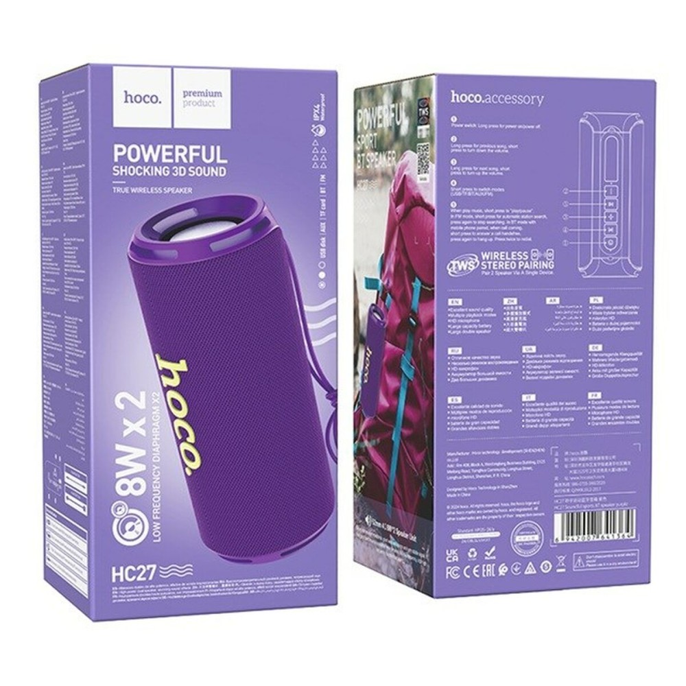 Tragbare Bluetooth-Lautsprecher Hoco HC27 Purpur 16 W