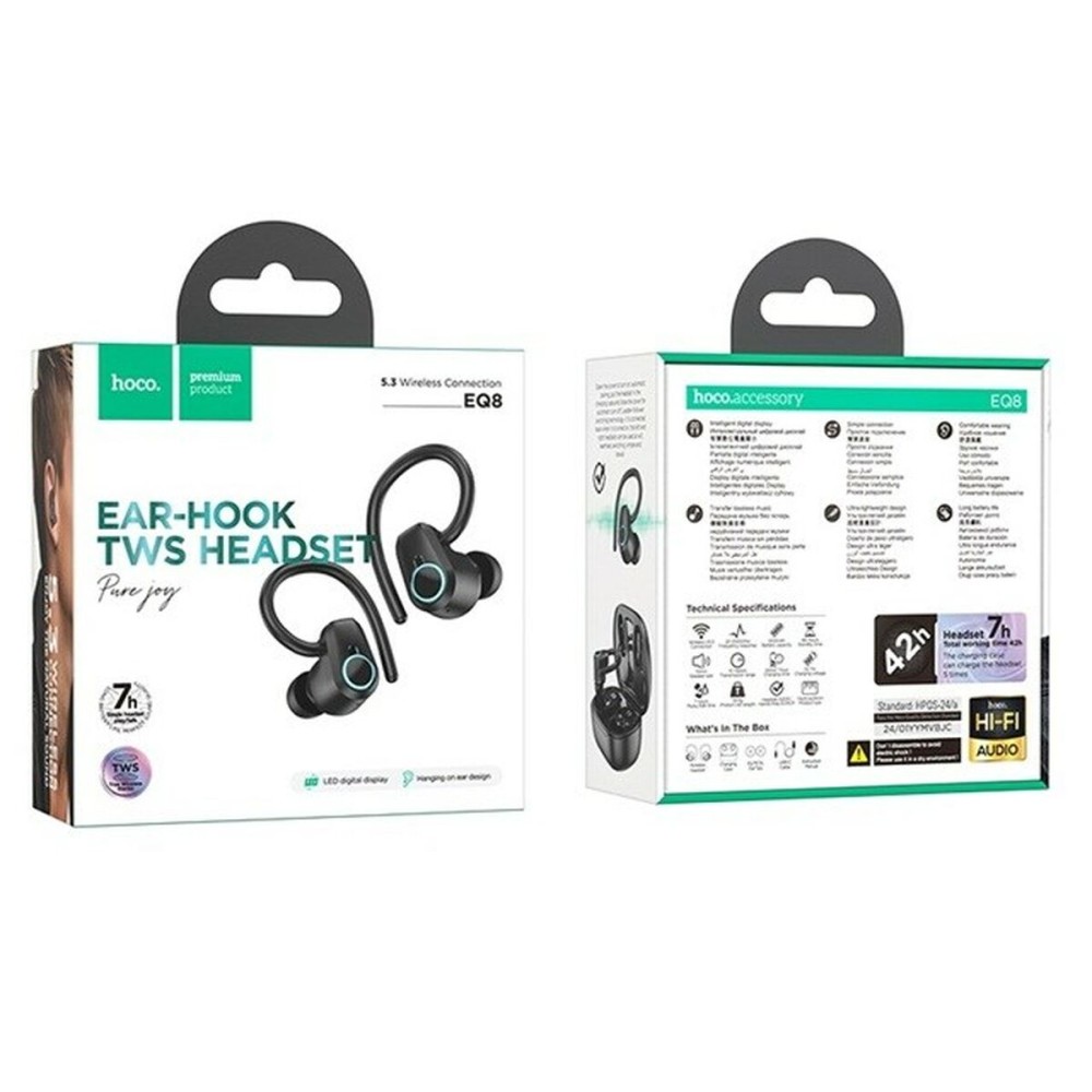 Kabellose Kopfhörer mit Ladebox Hoco EQ8 Pure Joy Schwarz