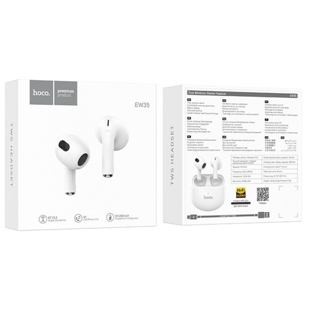 Écouteurs Sans Fil avec Étui de Charge Hoco EW35 Blanc