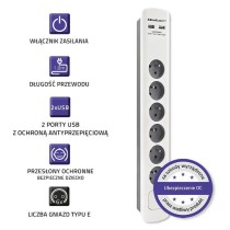 Power Socket - 6 Sockets with Switch Qoltec 50294 (1,8 m)