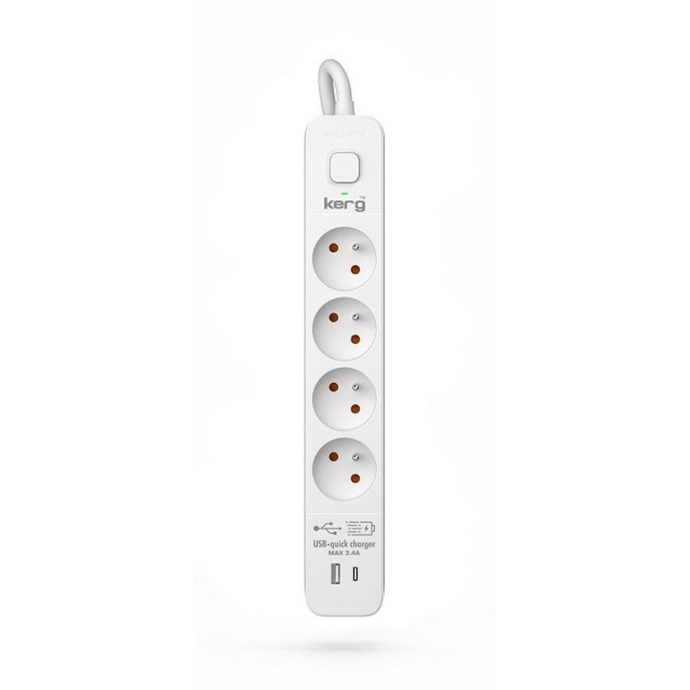 Rallonge 4 prises Schuko avec interrupteur Kerg M02592 (1,5 m)