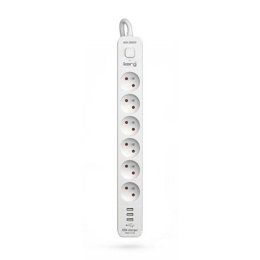 Multiprise 6 Prises avec Interrupteur Kerg M02601 (1,5 m)