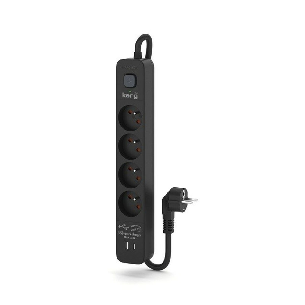 Rallonge 4 prises Schuko avec interrupteur Kerg M02522 (1,5 m)
