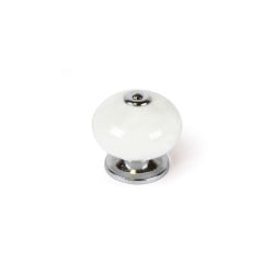 Pommeau Rei e517 Rond Porcelaine Métal Blanc 4 Unités (Ø 40 x 36 mm)