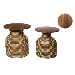 Tables set Romimex Natural Fibre MDF Wood 2 Pieces