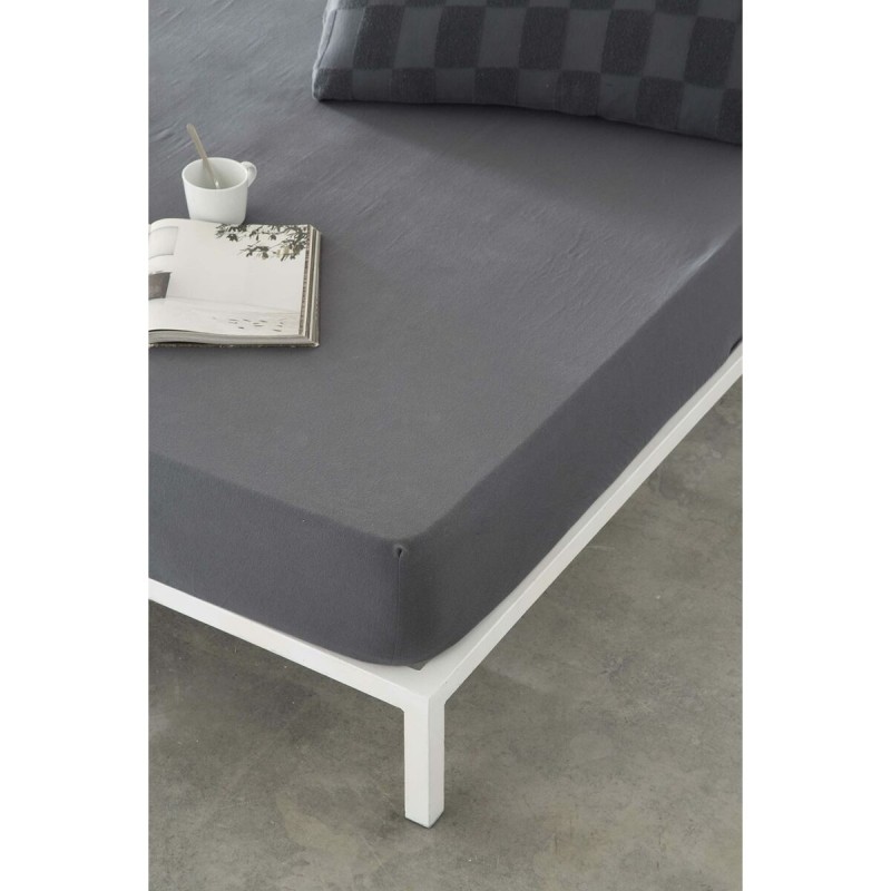 Drap housse Naturals ELBA Gris foncé 135 x 200 (Lit ½ persones)