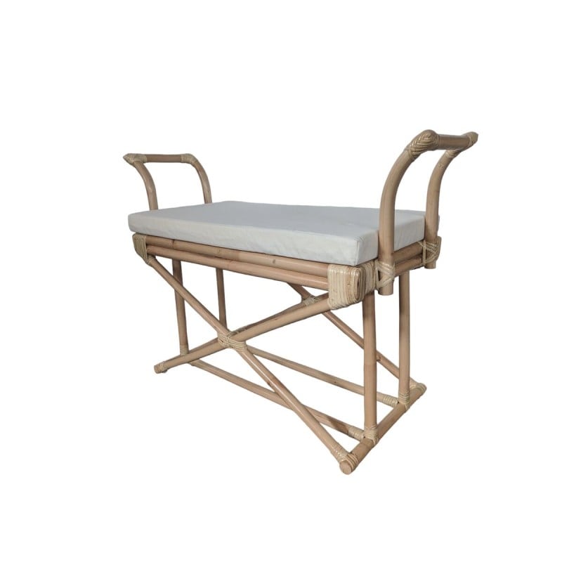 Bench Romimex Natural Rattan 75 x 66 x 40 cm