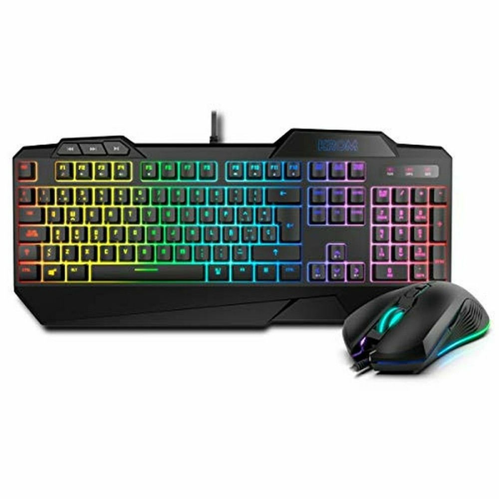 Tastatur und Gaming Maus Krom NXKROMKRSHRSP Schwarz