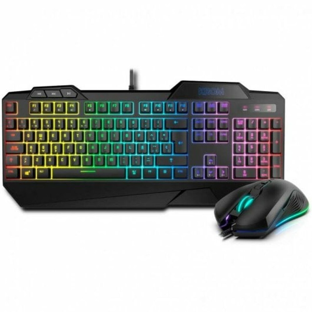 Tastatur und Gaming Maus Krom NXKROMKRSHRSP Schwarz