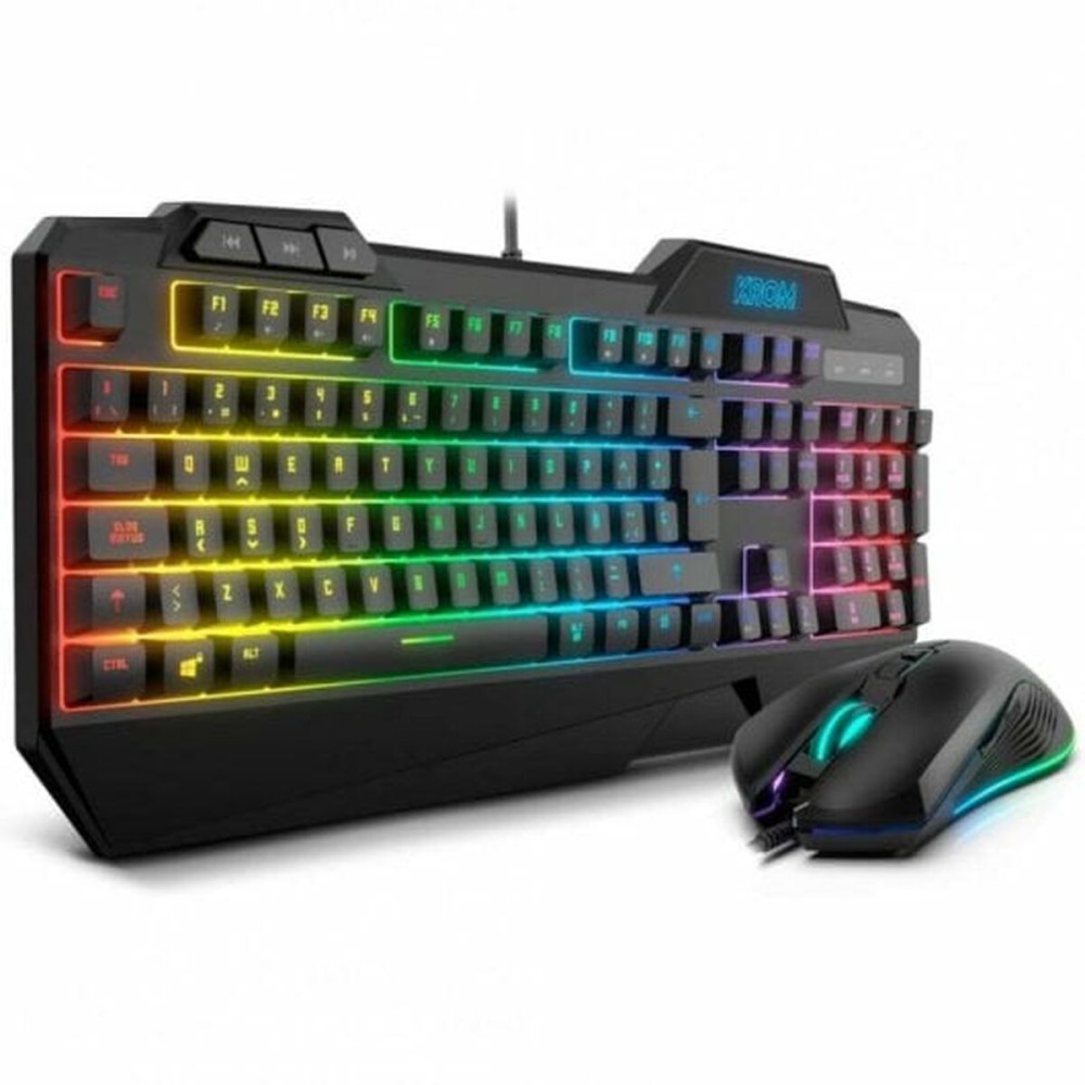 Tastatur und Gaming Maus Krom NXKROMKRSHRSP Schwarz