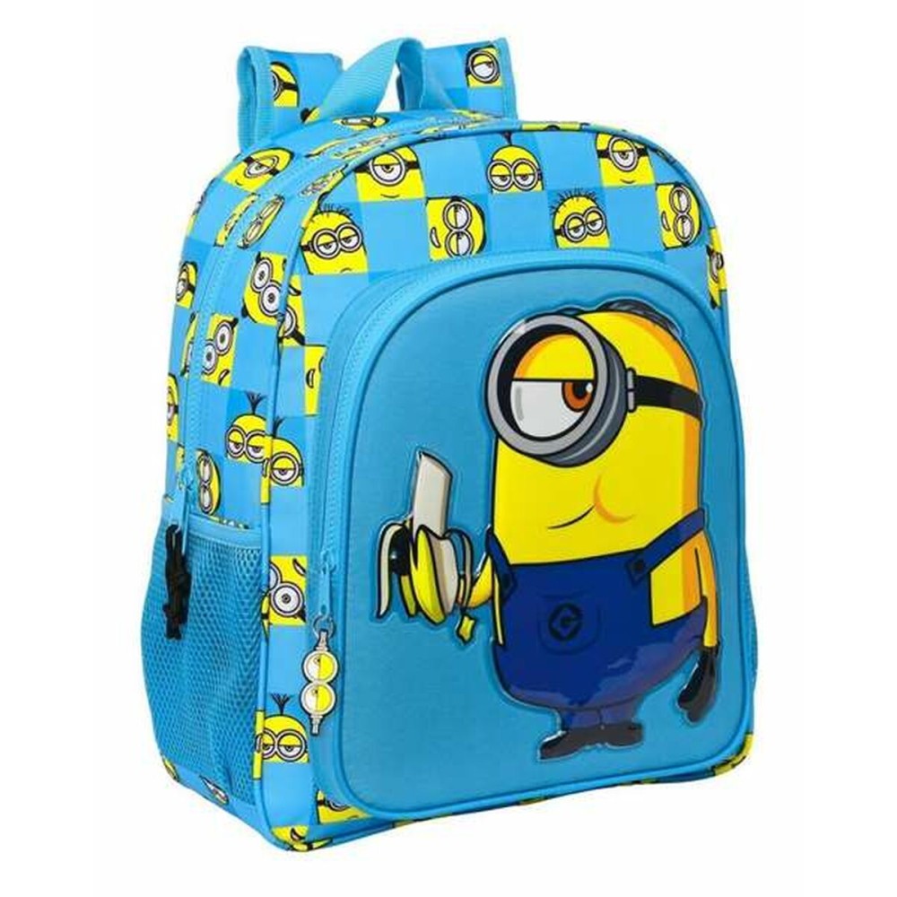 Schulrucksack mit Rädern Minions Minionstatic Blau 33 x 42 x 14 cm
