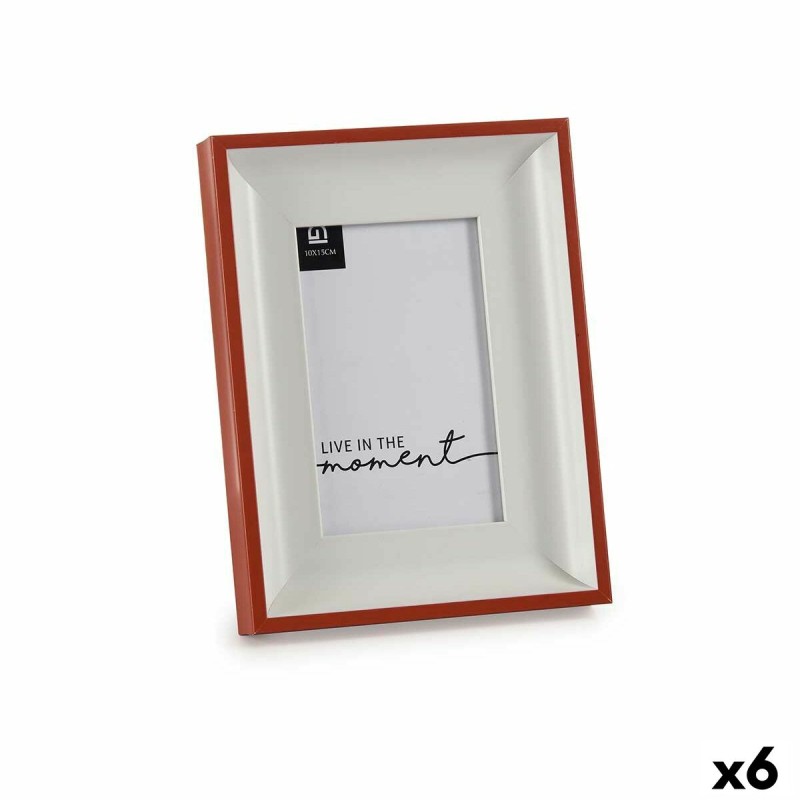 Cadre photo Verre Rouge Blanc Plastique (2,5 x 21 x 16 cm) (6 Unités)