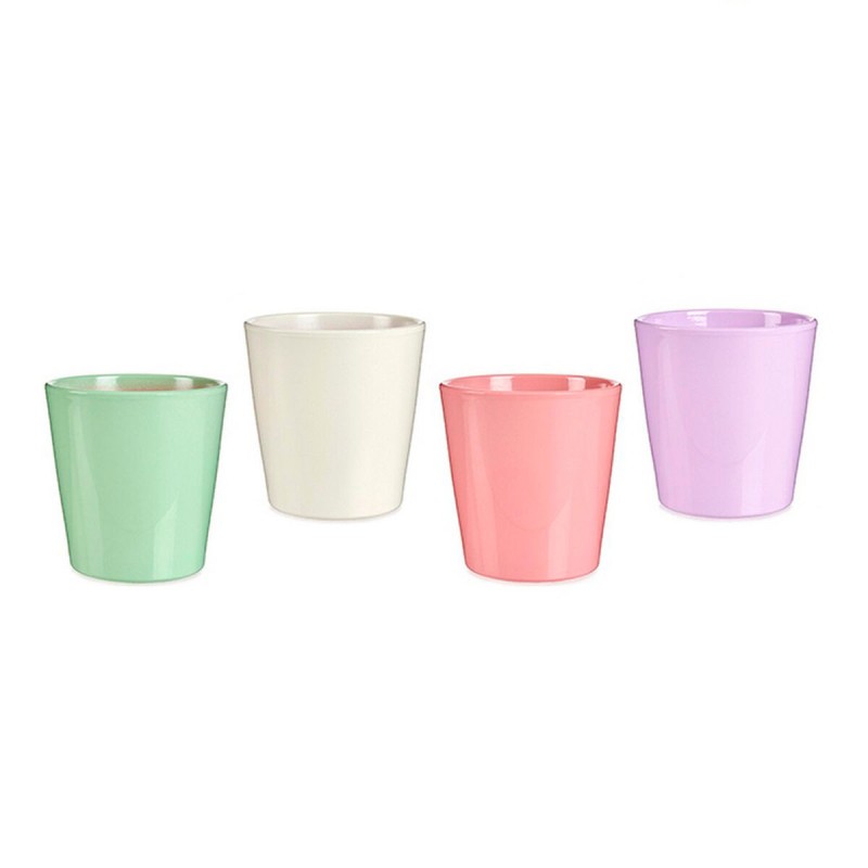 Plant pot Ibergarden LINCE-CLAROS White Green Pink Lilac Clay 16,5 x 16 x 16,5 cm (120 Units)