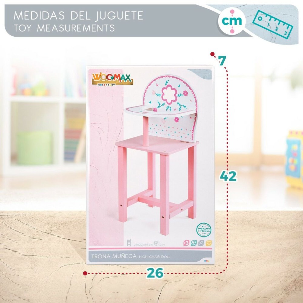 Chaise haute Woomax 25 x 55 x 20 cm Poupées Blanc Rose 2 Unités