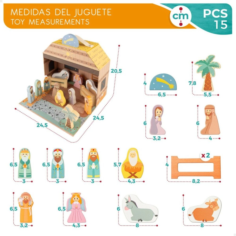 Crèche de Noël Woomax 24,5 x 20,5 x 24,5 cm (15 Pièces) (6 Unités)